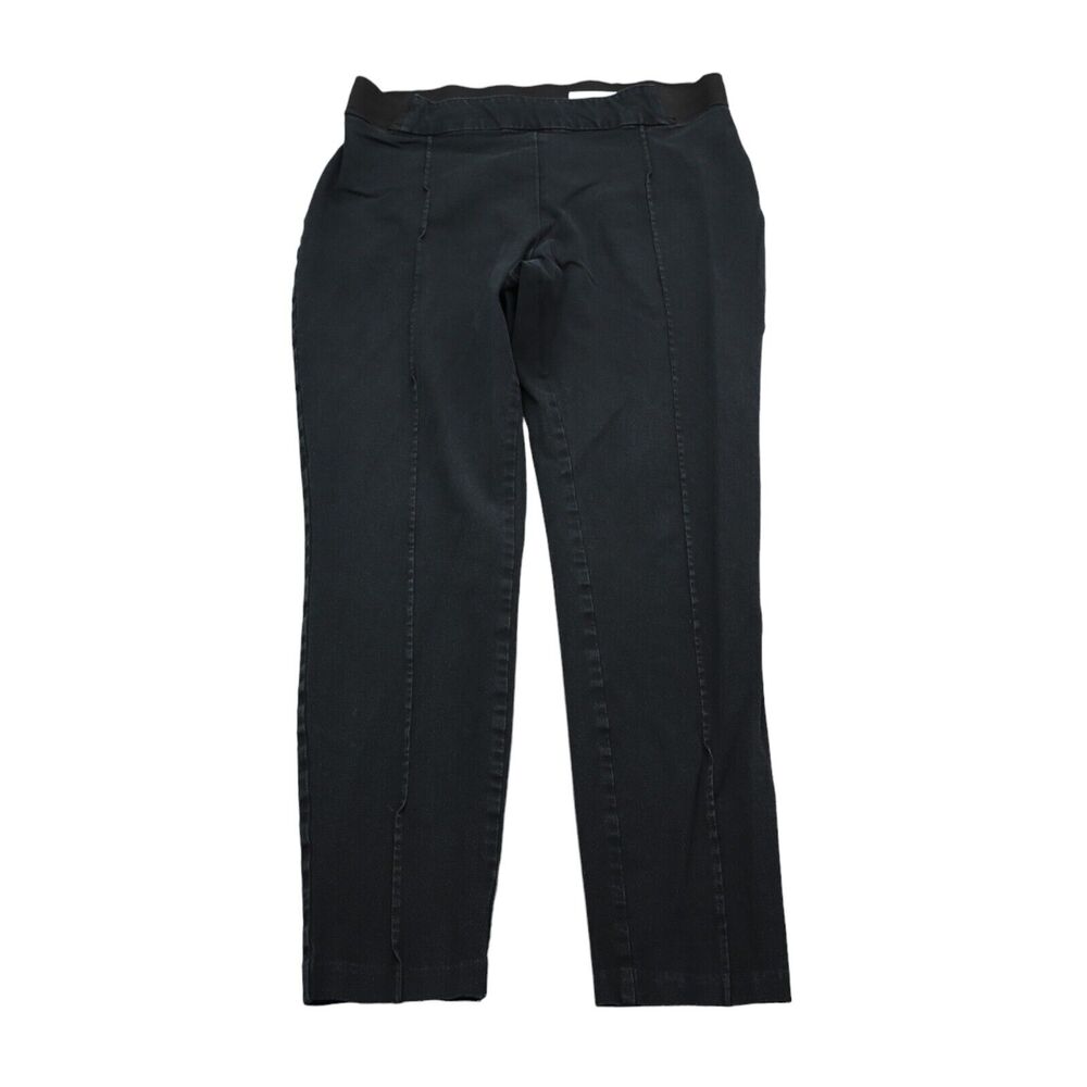 A New Day Pants Womens 6 Black Plain Mid Rise Flat Front Elastic Waist Mom Jeans